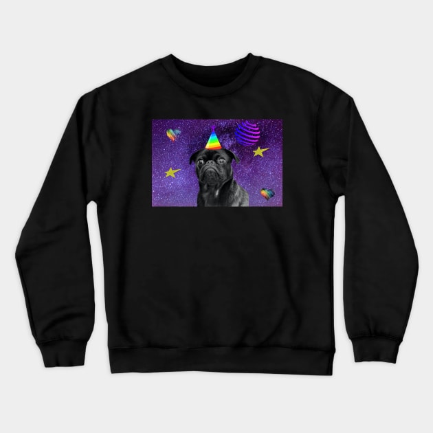 Party Pug Crewneck Sweatshirt by Nicoart2077